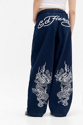 Pantaloni a gamba larga ricamati Ed Hardy Esclusiva UO