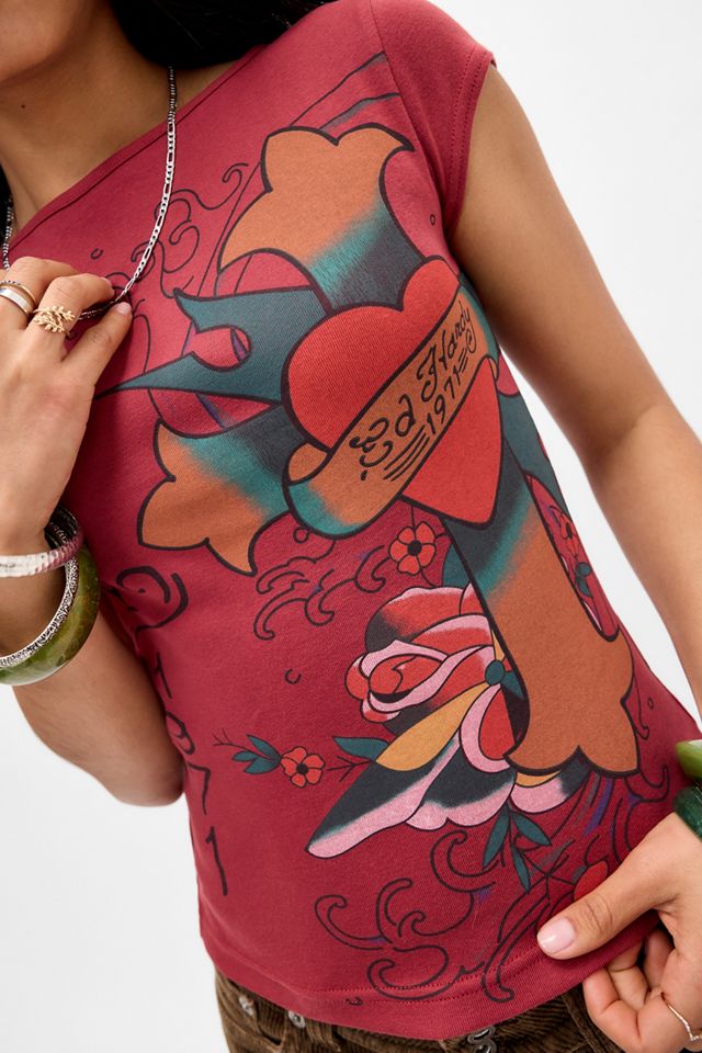 Ed Hardy UO Exclusive Cross Slash Neck T-Shirt #1
