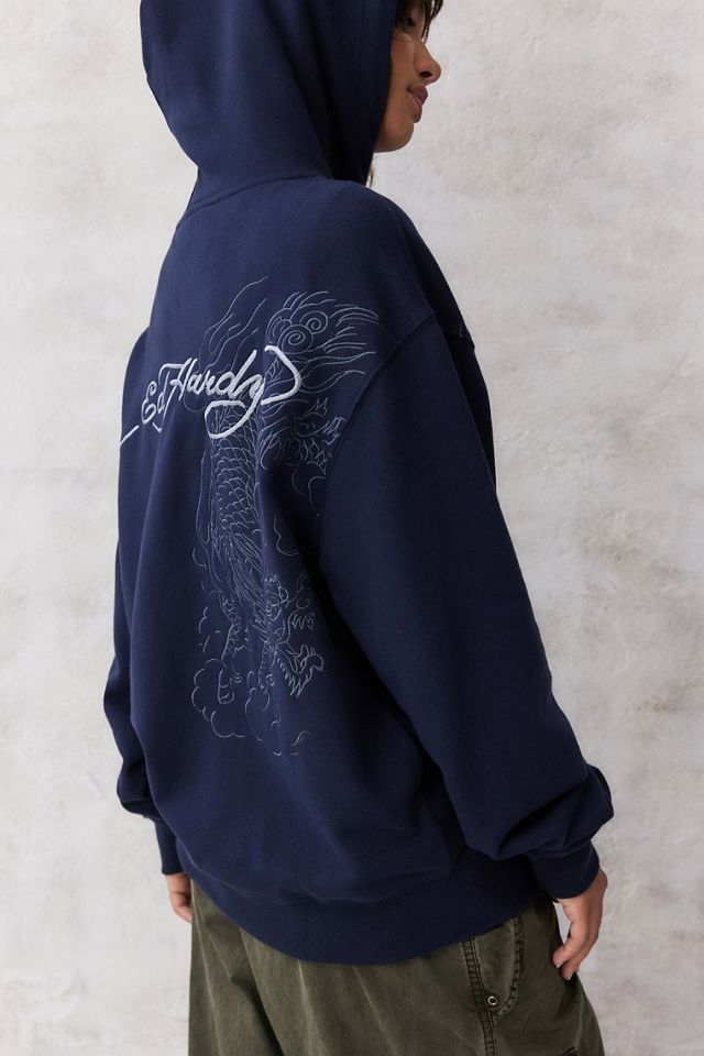 Ed Hardy - Sweat à capuche zippé et brodé bleu marine, exclusivité UO #4
