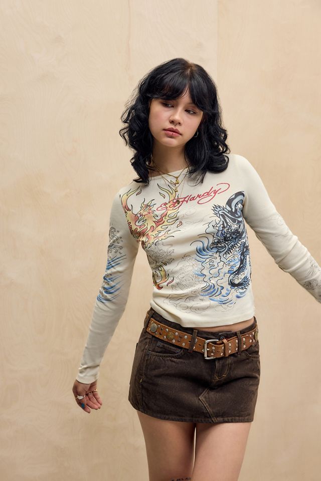 Ed Hardy UO Exclusive Off-Shoulder Long Sleeve T-Shirt #2