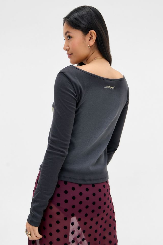 Ed Hardy UO Exclusive Maglietta Nera Spalle Scoperte #4