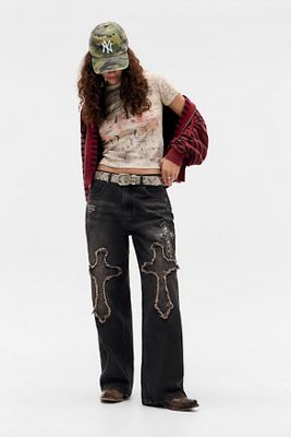Ed hardy UO Exclusive Bestickte Kreutz Jeans