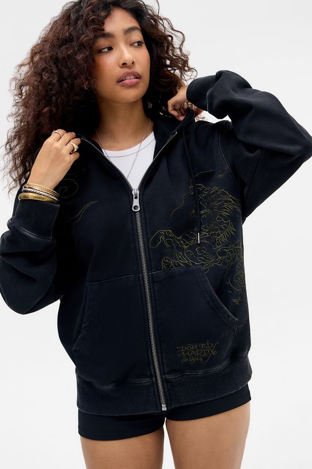 Sudadera con Capucha Bordada y Lavada Ed Hardy Exclusiva de UO #1