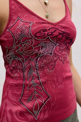 Canotta con Diamanté Croce e Rosa Ed Hardy Esclusiva UO