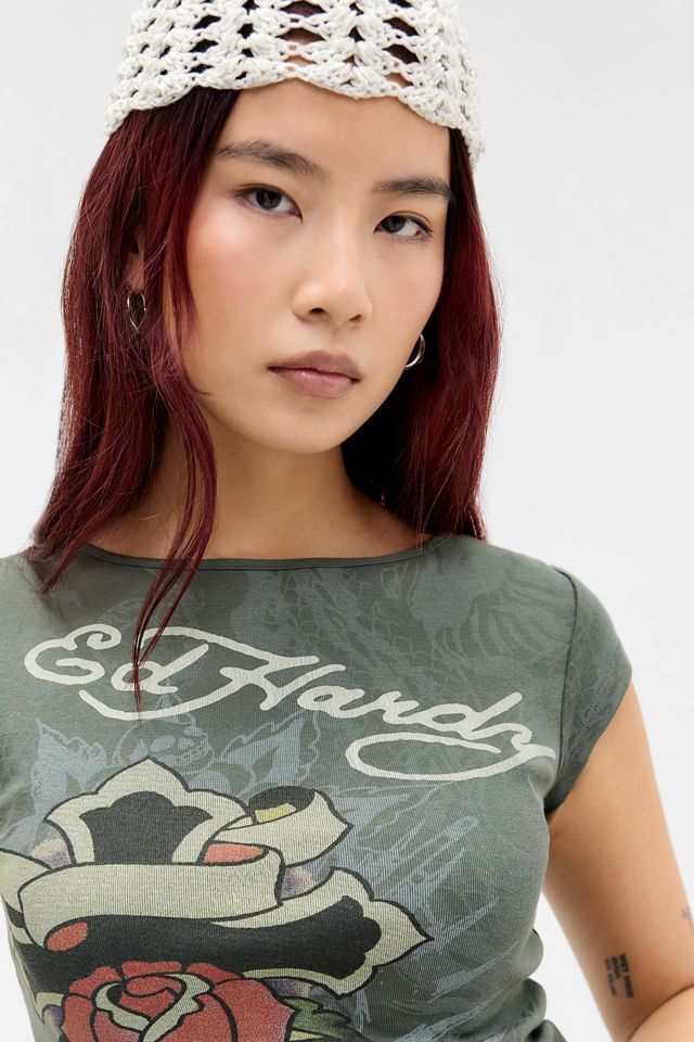Ed Hardy UO Exklusives Cross Slash-Ausschnitt Grafik-T-Shirt #2