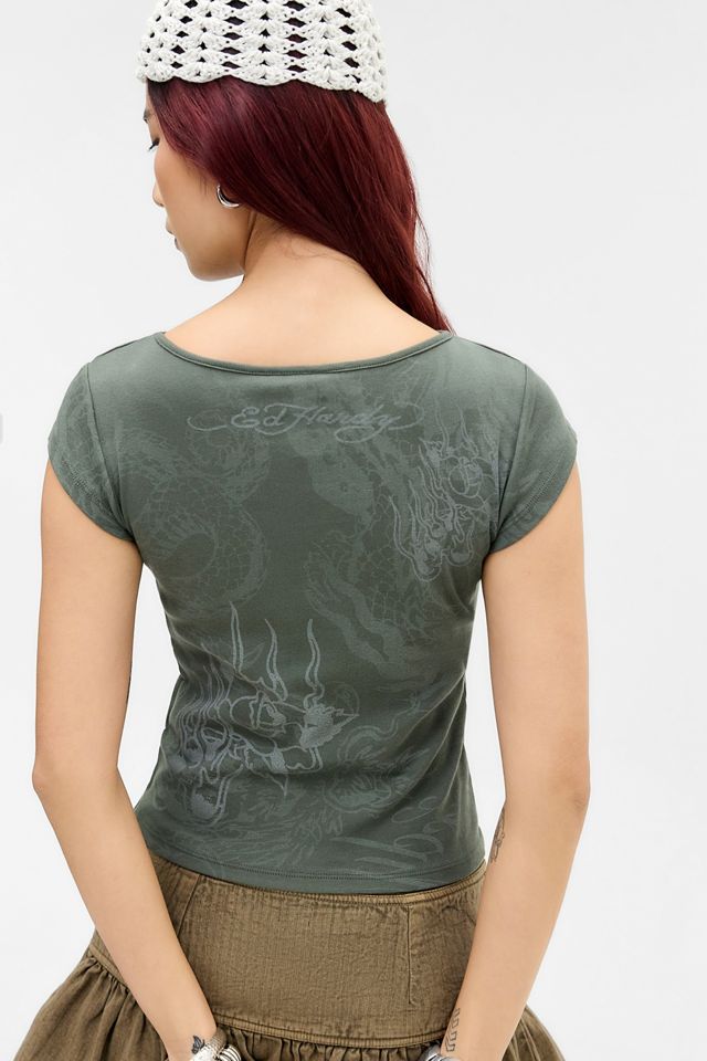 Ed Hardy UO Exklusives Cross Slash-Ausschnitt Grafik-T-Shirt #3