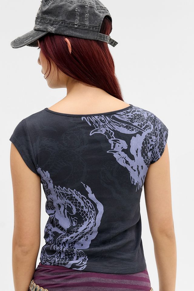 T-Shirt con Scollo a Taglio Drago Ed Hardy Esclusiva UO #3