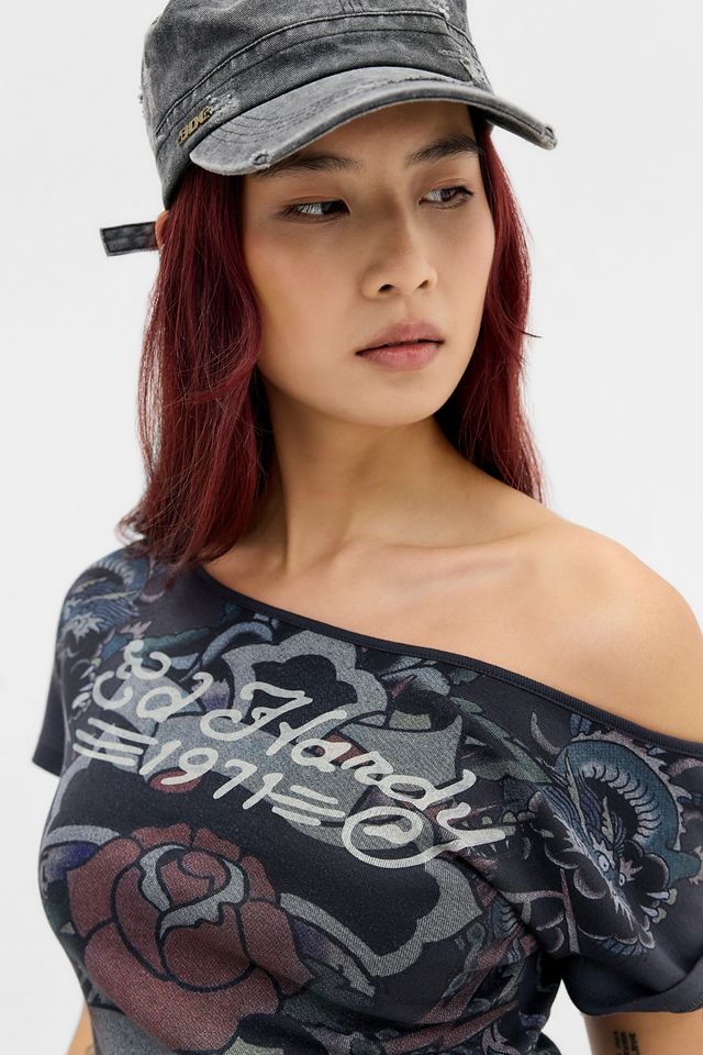 Ed Hardy UO Exklusives Cross Rose schulterfreies Grafik-T-Shirt #2