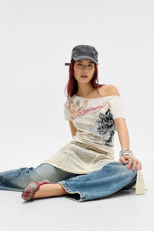 T-Shirt a Spalle Scoperte con Drago Ed Hardy Esclusiva UO #1