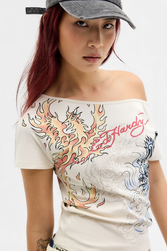 T-Shirt a Spalle Scoperte con Drago Ed Hardy Esclusiva UO #2