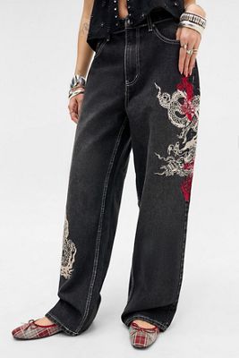 Ed Hardy UO Exclusive Black Dragon Jeans