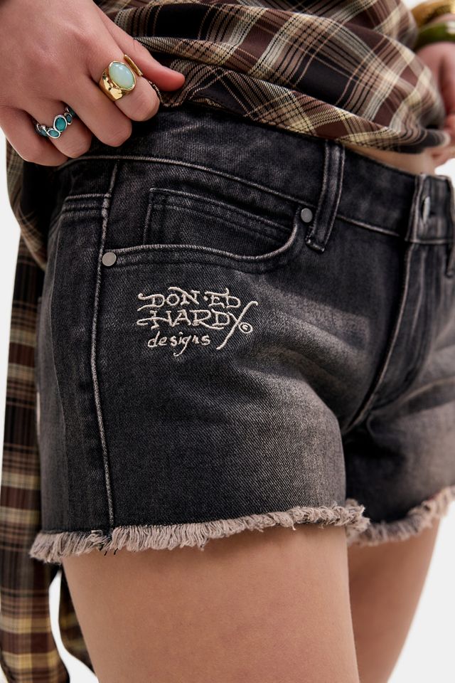 Ed Hardy UO Exclusive Brown Denim Cross Shorts #2