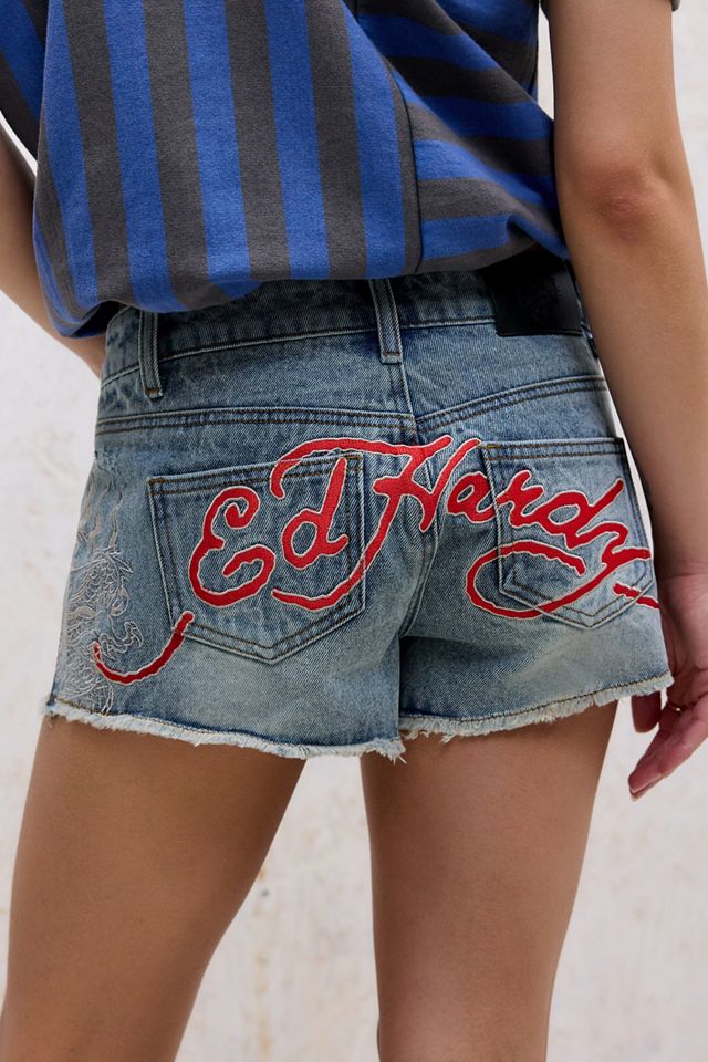 Pantalones Cortos de Mezclilla con Bordado de Tigre Ed Hardy Exclusivos de UO #3