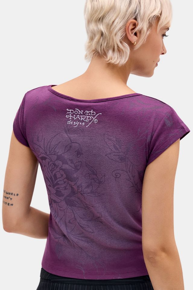 T-shirt à col échancré Ed Hardy UO Exclusive Butterflies #3