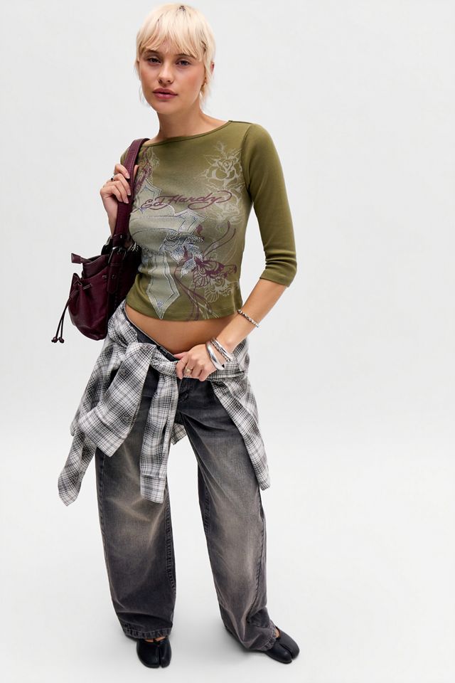T-shirt à manches 3/4 Cross Ed Hardy exclusivité UO #1