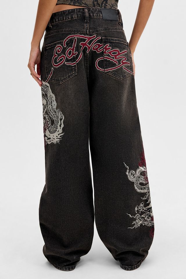 Ed Hardy UO Exclusive Braun Gewaschen Drachen Jeans #2