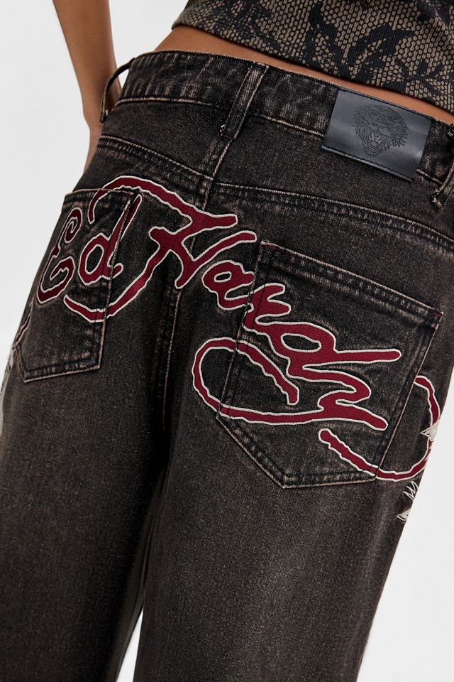 Ed Hardy UO Exclusive Braun Gewaschen Drachen Jeans #3