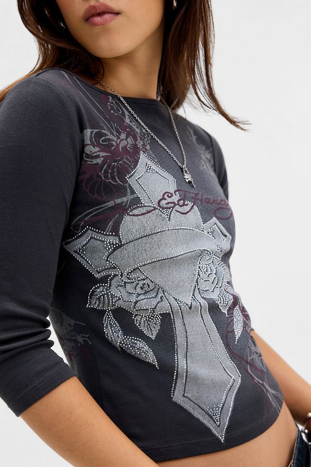 T-shirt a maniche 3/4 con croce Ed Hardy esclusiva UO #2