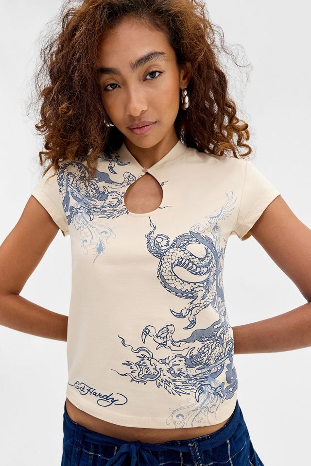 Ed Hardy UO Exklusives Schlüsselloch-Drachen-Grafik-T-Shirt #2