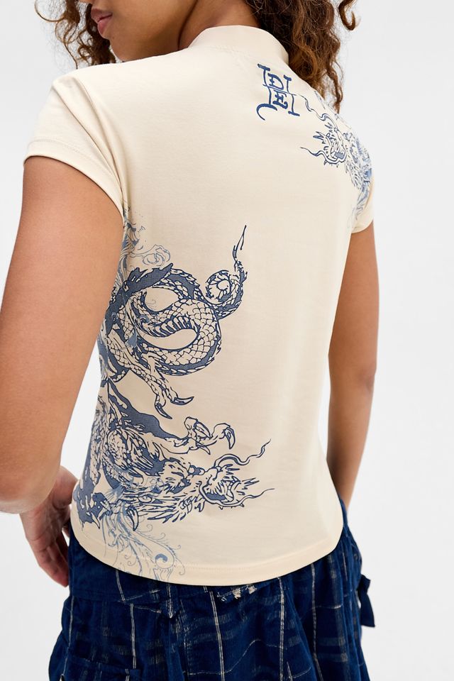 Ed Hardy UO Exklusives Schlüsselloch-Drachen-Grafik-T-Shirt #3