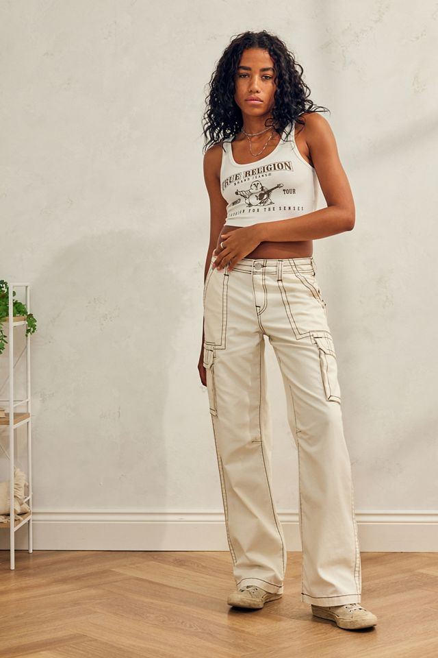 True Religion UO Exclusive Big T Ecru Cargo Pants #1