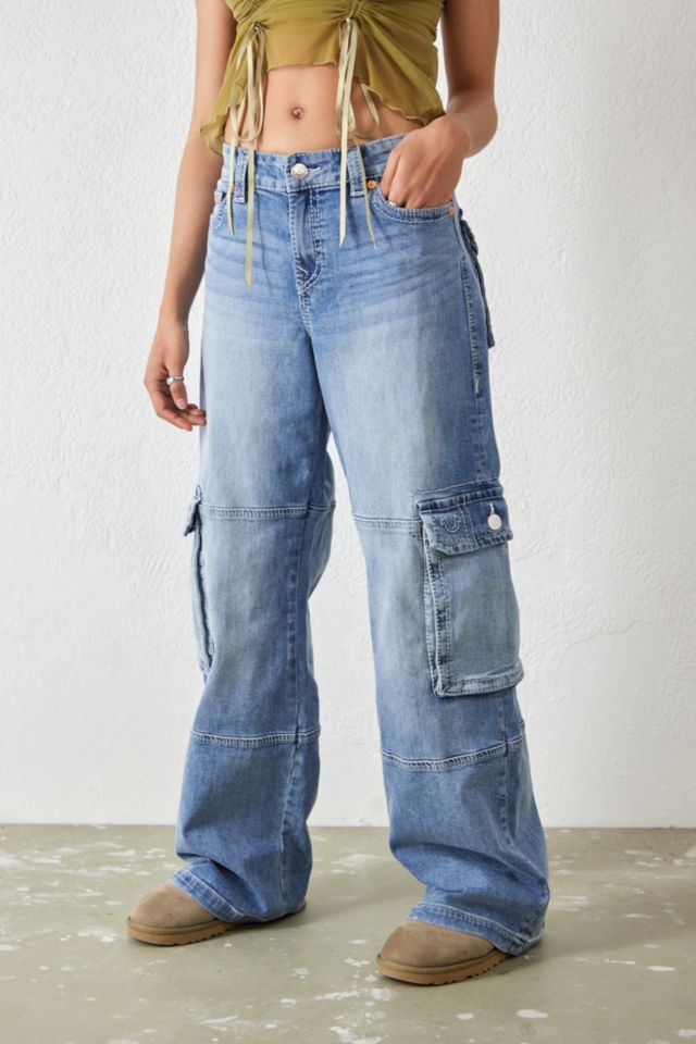 True Religion UO Exclusive Big T Light-Wash Low-Rise Cargo Jeans ...
