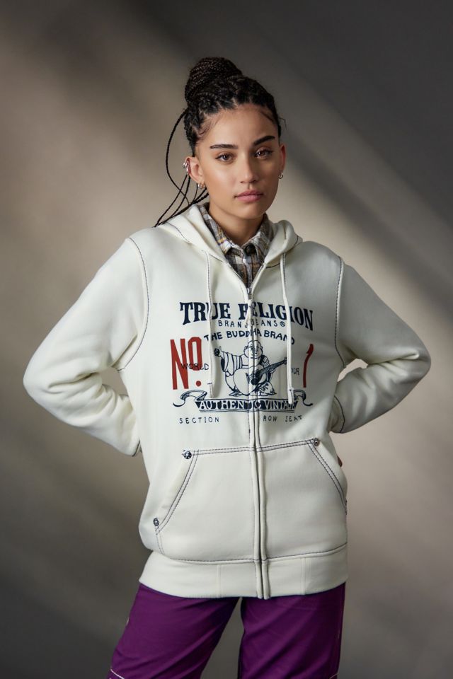 True religion white zip up online hoodie