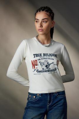 True Religion UO Exclusive – Langärmliges Baby T-Shirt in Weiß