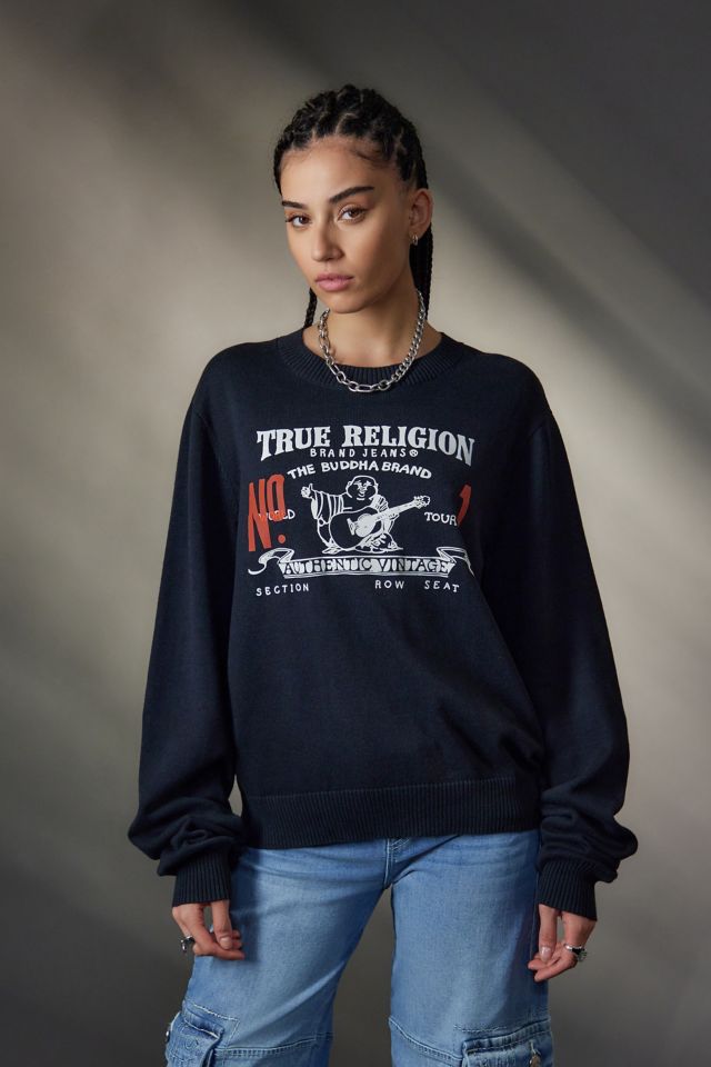 True Religion UO Exclusive Knitted Crew Jumper | Urban Outfitters UK