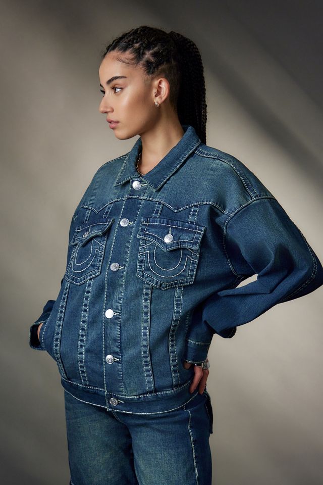 True Religion UO Exclusive – Jeansjacke im Oversized-Stil in Indigoblau #4