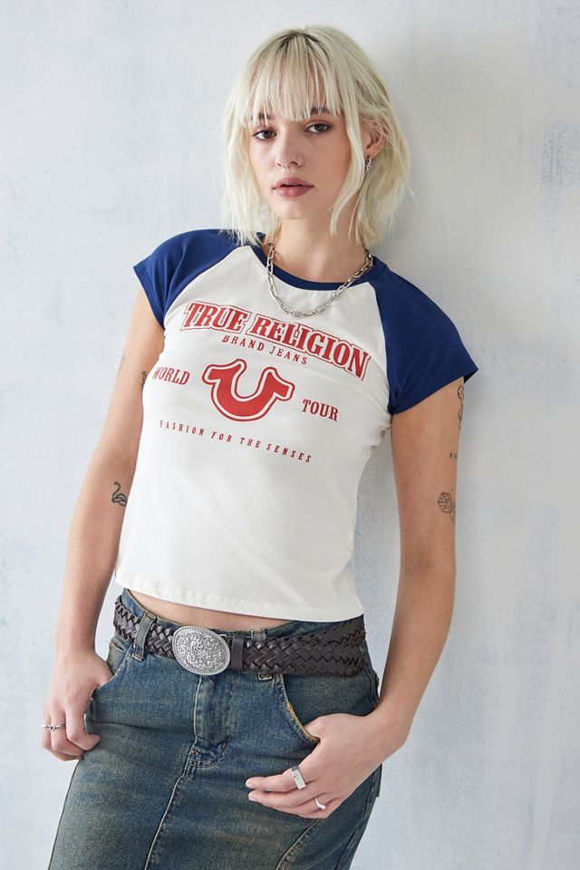 Camiseta Raglan Vintage de la Marina de True Religion UO #1