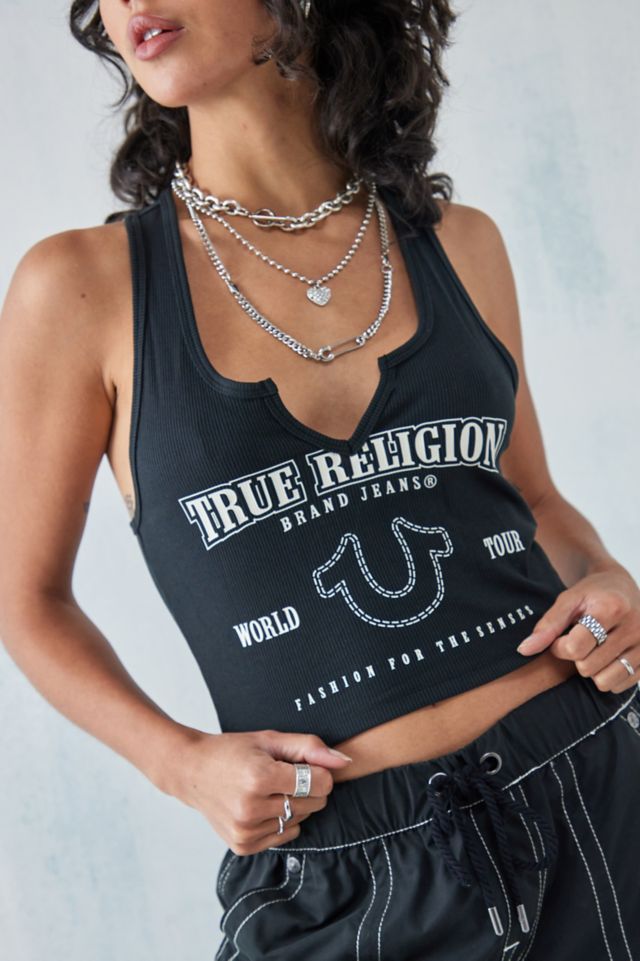 True Religion UO Exclusive Black Notched Tank Top