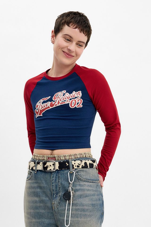 True Religion Burgundy & Navy Collegiate Top #4