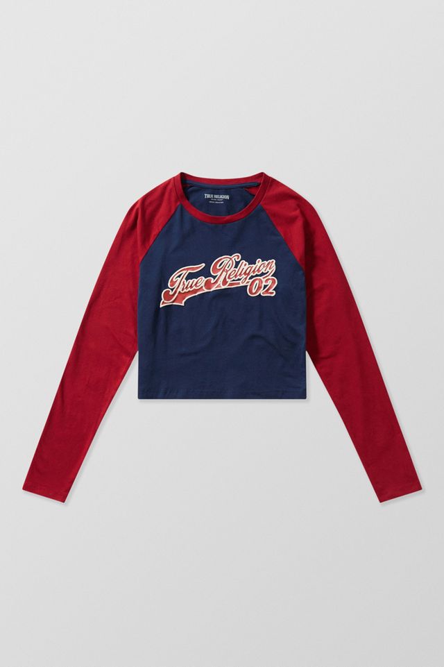 True Religion Burgundy & Navy Collegiate Top #6