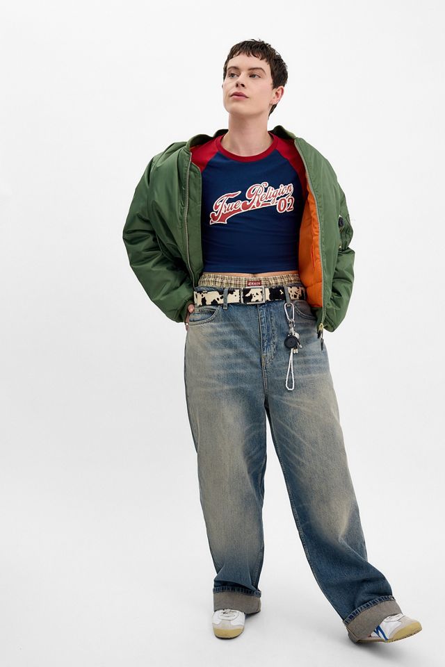 True Religion Burgundy & Navy Collegiate Top #8