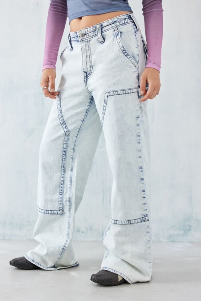 True Religion Light Wash Bobbi Low-Rise Denim Cargo Jeans | Urban ...