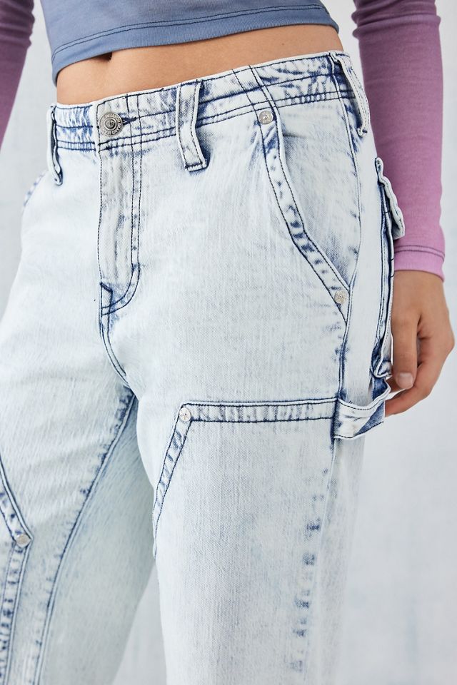 True Religion Jeans Cargo Denim Bobbi Vita Bassa Lavaggio Chiaro #2