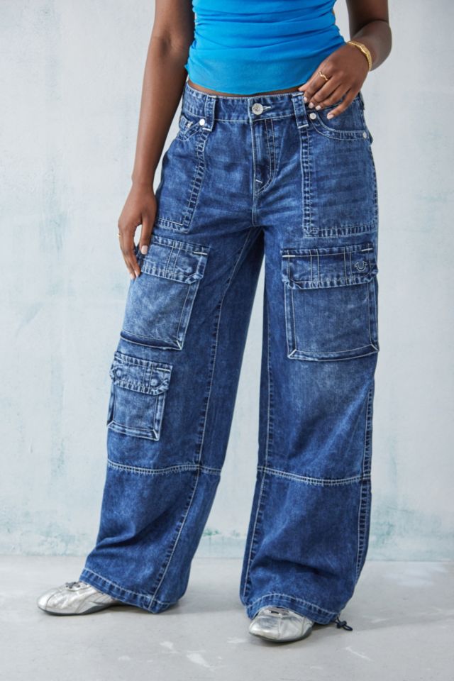 True Religion Bobbi Low-Rise Denim Cargo Jeans | Urban Outfitters UK