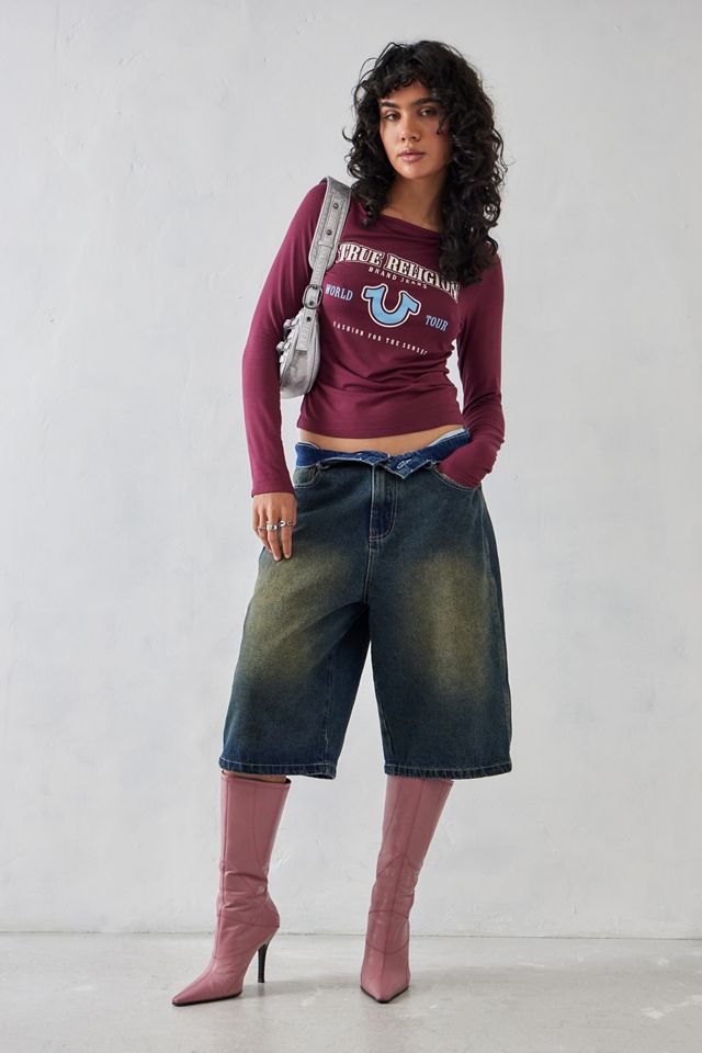 True Religion T-shirt rossa con scollo a taglio #2