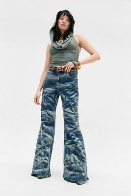 True Religion Crinkle Wide Flare Jeans