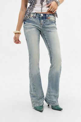 True Religion Tiefbund-Jeans mit Super-Überschlag und Schlag