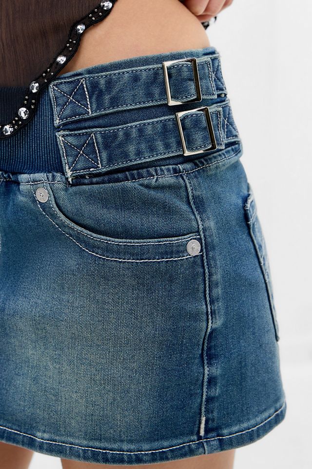 Mini-jupe en denim à enfiler avec boucle True Religion #2