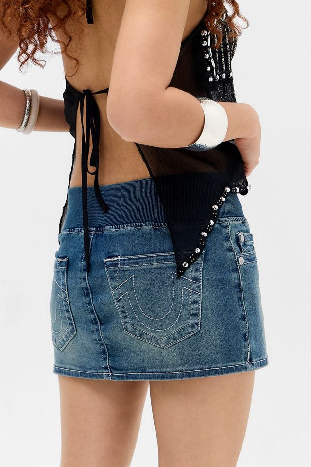 Mini-jupe en denim à enfiler avec boucle True Religion #3