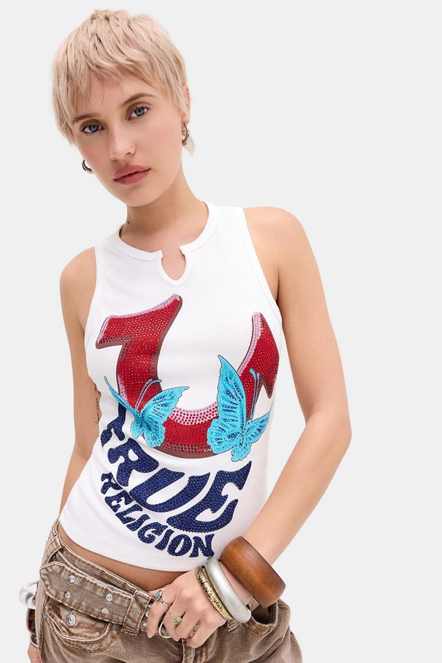 Camiseta sin Mangas con Diamantes Blanco Óptico True Religion #2