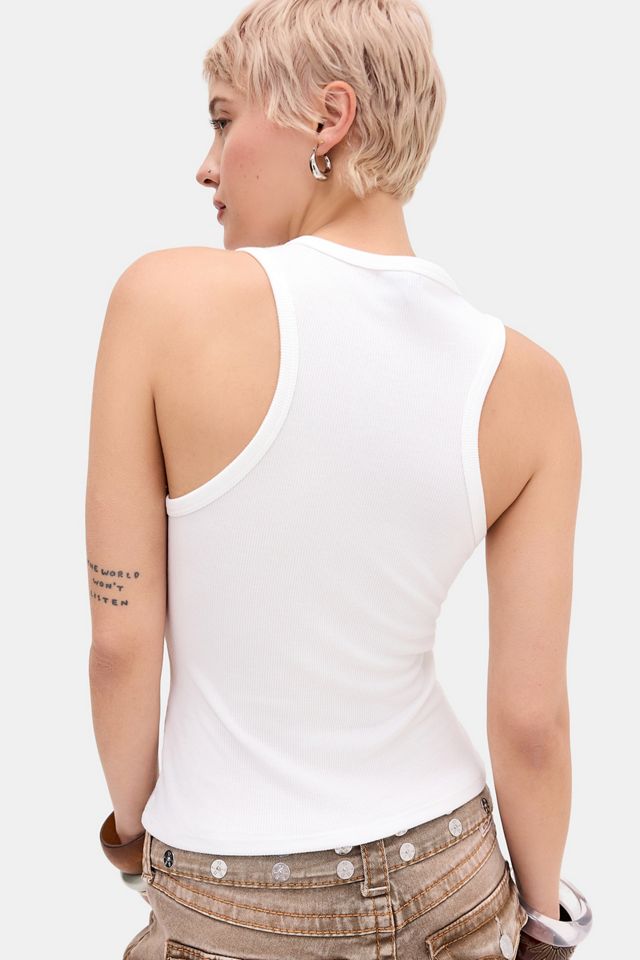 Camiseta sin Mangas con Diamantes Blanco Óptico True Religion #3