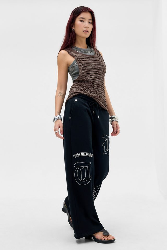 Pantaloni Joggers a Gamba Dritta con Applicazione Big T True Religion #1