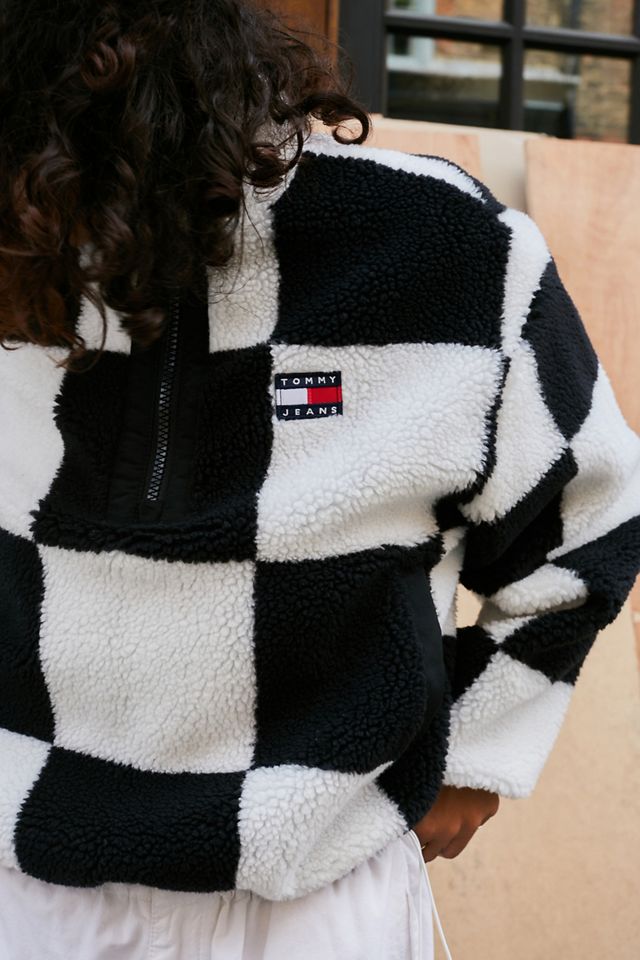 Tommy Hilfiger Teddyplusch Sweatshirt mit Schachbrettmuster