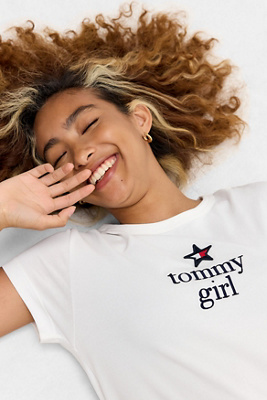 Tommy Girl Logo Graphic T-Shirt - White M at Urban Outfitters