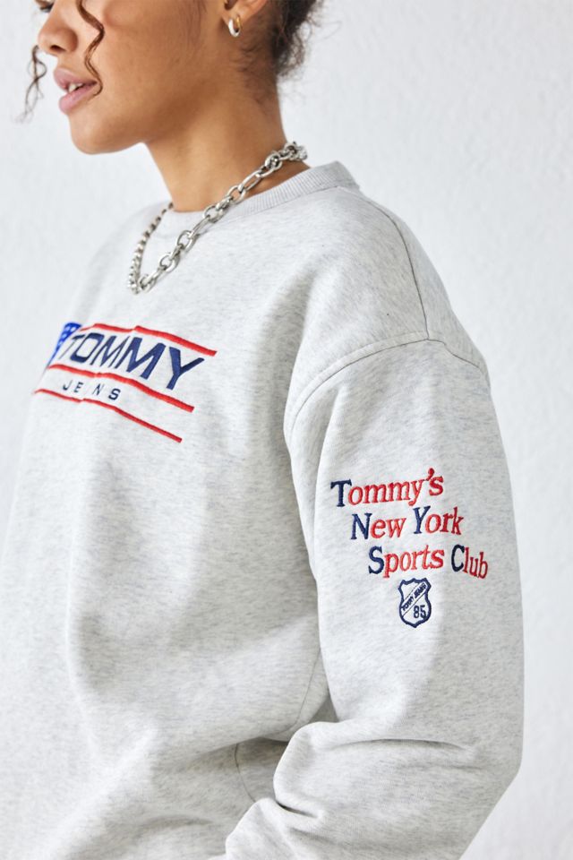 Tommy jeans rainbow embroidered crew store neck sweatshirt