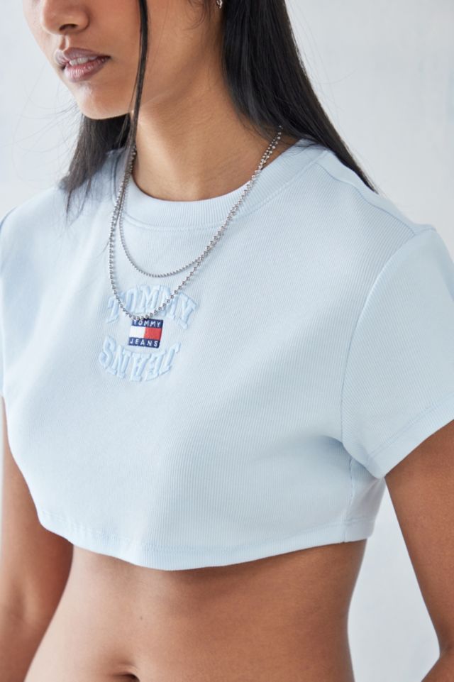 Mægtig bomuld Dom Tommy Hilfiger Blue Ultra Cropped Top | Urban Outfitters UK